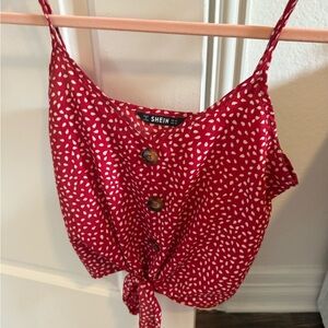 SHEIN Red Tie Front Sleeveless Camisole